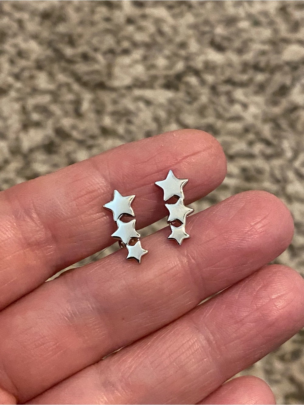 Silver Star Drop Earrings - Silver